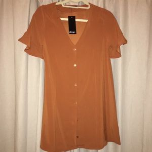 burnt orange button up dress